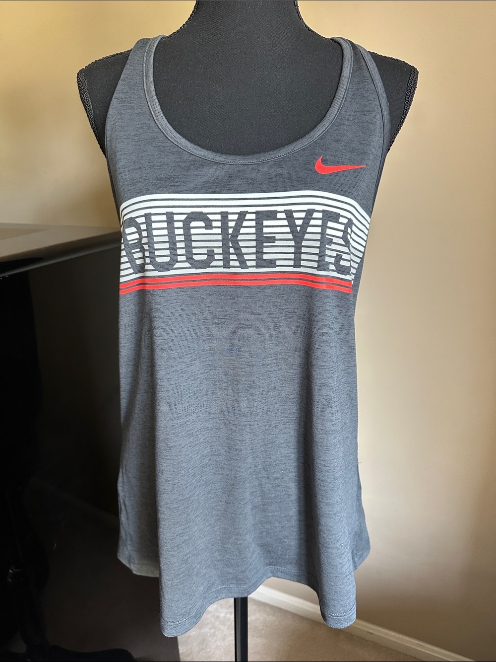 Like New Dry fFt Nike Gray Tank Top with Red Accent and Buckeyes Graphic